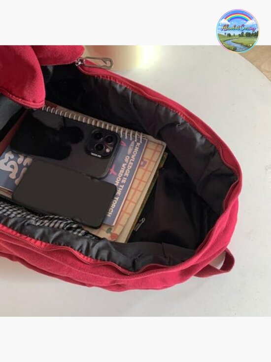 Vintage Canvas Backpack with Laptop Sleeve, Boho School Daypack, Y2K Aesthetic main image 4